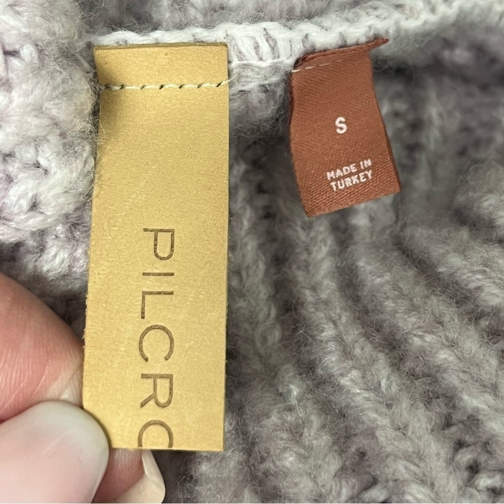 Pilcro lavender open shoulder chunky knit turtleneck sweater, small. - Picture 6 of 8